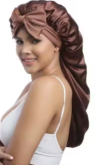 Long Satin Bonnet With Wrap Tie